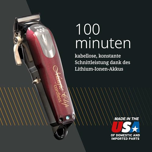 Wahl Cordless Magic Clip - Haarschneidemaschine für Blending, Rot