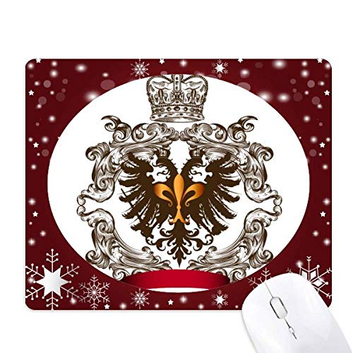 Tapis de souris flocon de neige hiver emblème aigle à deux têtes chevaliers médiévaux