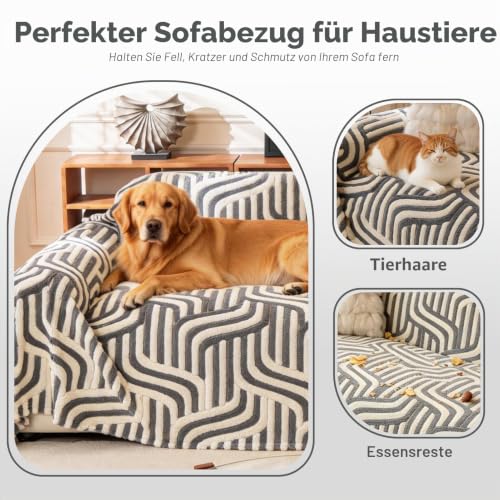 WEYOND Weicher Plüsch Sofa Überzug, 180 x 300 cm, Dunkelgrau – Ansicht 3