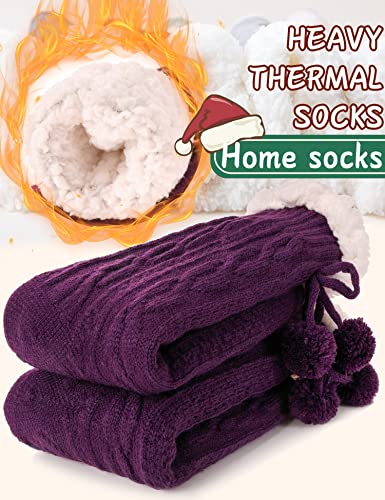 Ebmore Slipper Fuzzy Socks For Women Fluffy Cozy Cabin Winter Warm Soft Fleece Comfy Thick Christmas Stocking Stuffer With Grips(Purple) #TOP3