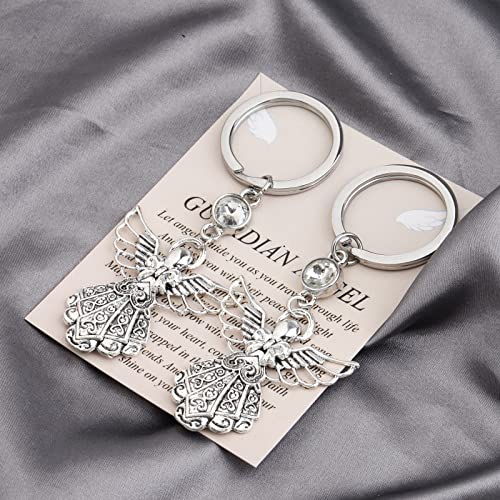 Image of FUSTMW Angel Keychain Guardian Angel Gifts Faith Gifts Prayer gifts Blessing Gifts Guardian Angel Charm Key Chain Gifts