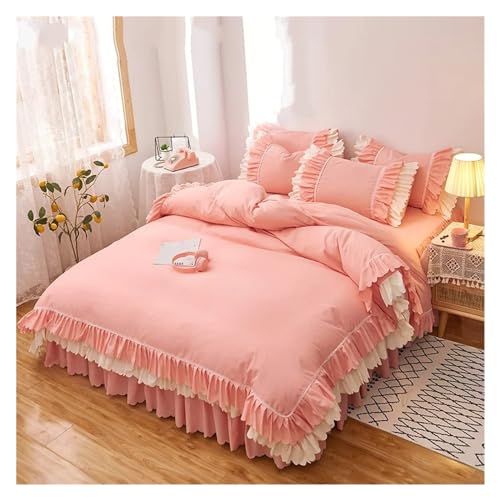 Juego de cama con volantes rosas y funda de almohada infantil 6