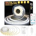 PAUTIX COB LED Strip Light White 5000K 20ft/6.1m,3087LEDs Super Bright 6000 Lumen,Dimmable 24V LED Tape Light with 3M Tape,RF Remote with Timer Function,48W Power Supply,for Bedroom,Home,Kitchen DIY