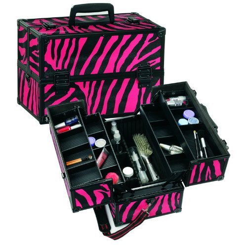 Seya Beauty Cosmetic Train Case with Adjustable Dividers (Pink Zebra)