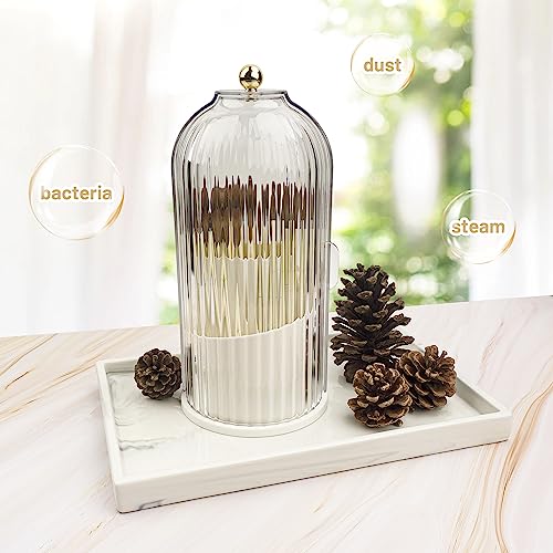 Ezebesta Makeup Brush Holder Organizer with Clear Lid 360 Rotating Sliding Opening Dustproof Brushes Container for Vanity - Image 2