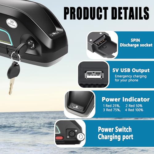 Image of Upgraded 48V /36V Lithium ebike Battery 12Ah /20Ah, Built in 30ABMS, Including Charger, XT60 Connecting Cable, for 100W-1500W DIY Projects (48V12AH)