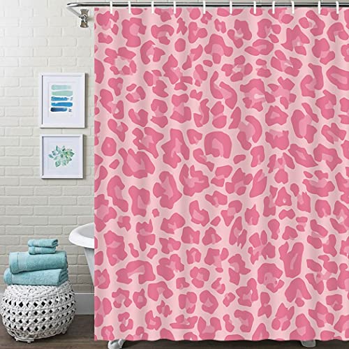 Juirnost Pink Leopard Shower Curtain Pink Cute Shower Curtains For Bathroom Modern Simple Wildlife Safari Skin Pattern For Girls Women Waterproof Home Decor Bathroom Bathtubs With 12 Hooks 72" X 72" #TOP4