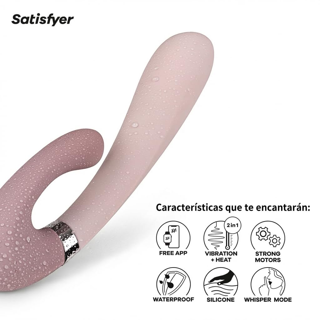 Satisfyer Heat Wave Connect App Rabbit-Vibrador | Juguetes sexuales Bluetooth para Mujeres | Consoladores y Control por App | Estimulación Vibrante | Silicona médica Sex Toys