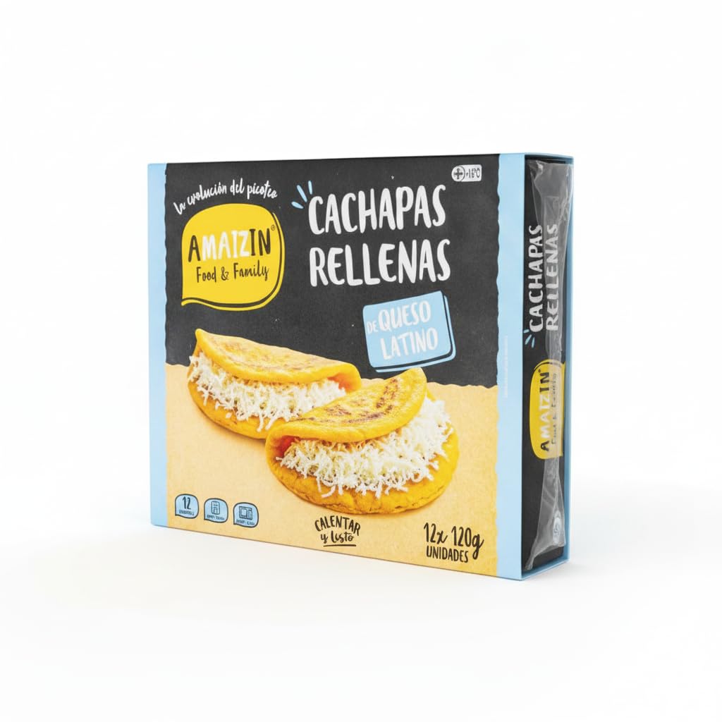 Cachapas Rellenas de Queso - Pack de 12 Unidades (1440g) - Masa de Maíz Tierno Cocinada a la Plancha - Plato Tradicional Venezolano Listo para Calentar - Ideal para Microondas y Air Fryer - NEXU