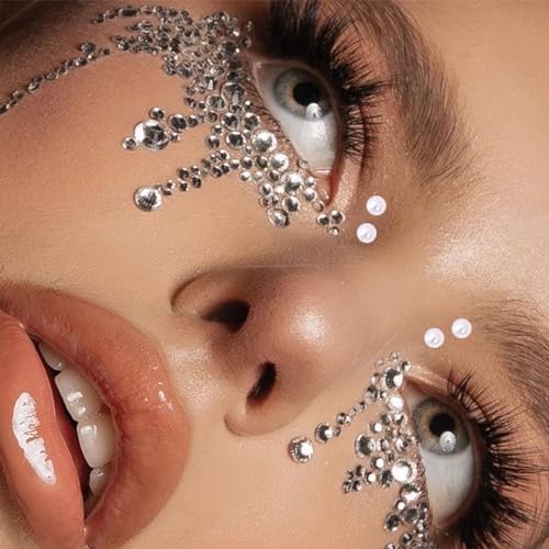 Image of NOOEPC Face Gems Hair Gems, Self-Adhesive Face Jewels Eye Jewels Rhinestones DIY Face Gems Stick on, Hair Body Rhinestones Gems Crystals Pearls for Face Eyes Makeup Body, Crafts