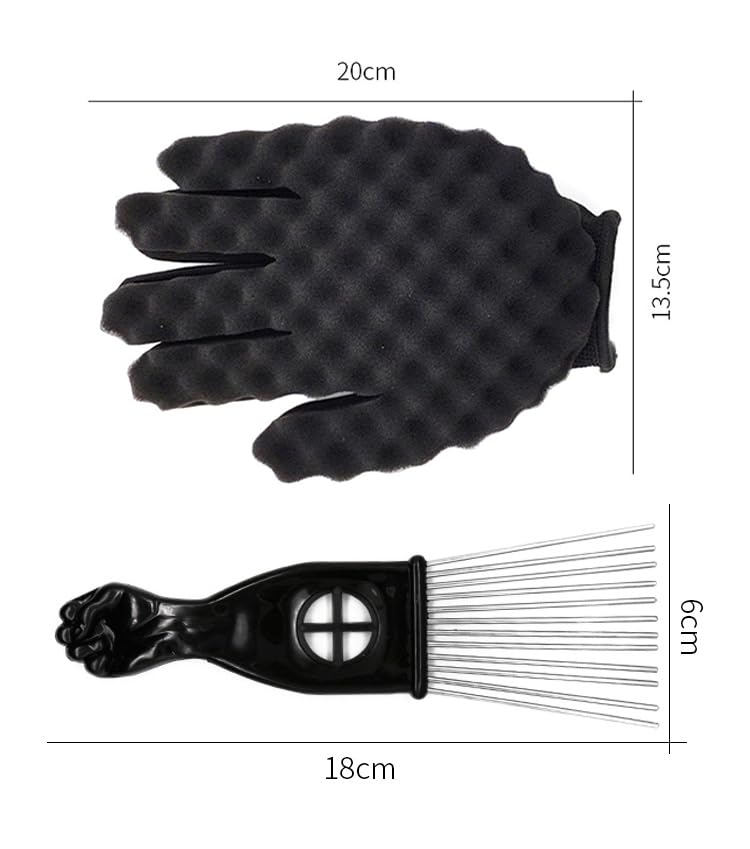 Set de 6 Peines y Esponjas para Peinar Afro Negro miniatura 2