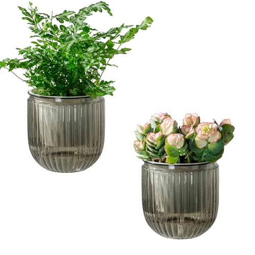 Josteve Vasi per piante autoirriganti per interni, 10,8 cm, confezione da 2 vasi da fiori in plastica per orchidee, piante da giardino, per erbe, piante da appartamento, violette africane, fioriera