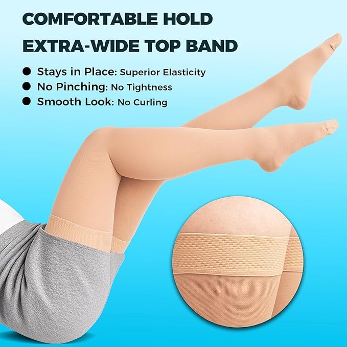 Image of Smart Compression Thigh High Socks 20-30 mmHg, Closed Toe for Women & Men