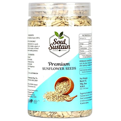 Image of SoulSustain Sunflower Seeds 420 GM, Shelled Sunflower Kernels for Snacking, Baking, Salads and Trail Mix, Vegan Protein, Keto Friendly, Non GMO, Bulk Snack Food