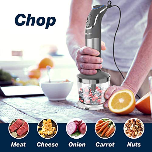 Mueller Smart Stick 800W, 12 Speed And Turbo Mode, 3-In-1, Heaviest Duty Copper Motor Immersion Blender, Titanium Steel Blades Hand Blender, Comfygrip Handle, Whisk, Beaker/Measuring Cup #TOP7