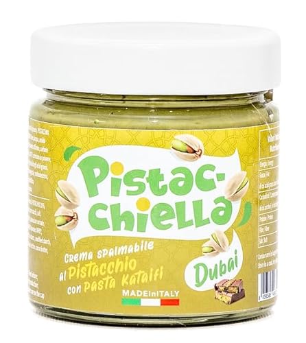 Crema DUBAI Pistacchio e Croccante Pasta Kataifi. 200gr. Disano Crema Spalmabile di alta Qualità Prodotta in Italia. Il vero contenuto della cioccolata Dubai. Senza Olio di Palma.