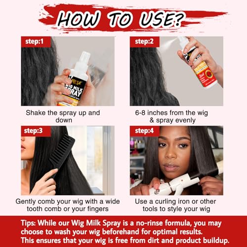Image of Goiple 2PCS Synthetic Wig Milk Spray, Heat Thermal Leave-In Conditioner Wig Detangler Spray for Human Wigs, Conditioner ＆ Detangler 3 in 1 Moisturizer, Synthetic Hair Wigs Easy Combing