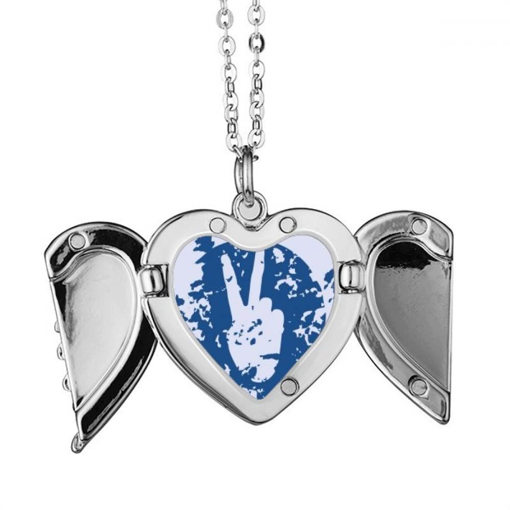 Blue Symbol Victory Design Illustration Pattern Angel Wings Necklace Pendant Fashion Gift