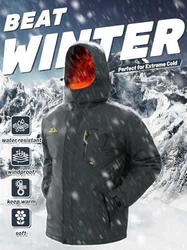 Image of TACVASEN Men's Winter Skiing Jackets Water Resistant Fleece Coats Insulated Thermal Snowboard Jacket Parka Raincoat with Hood