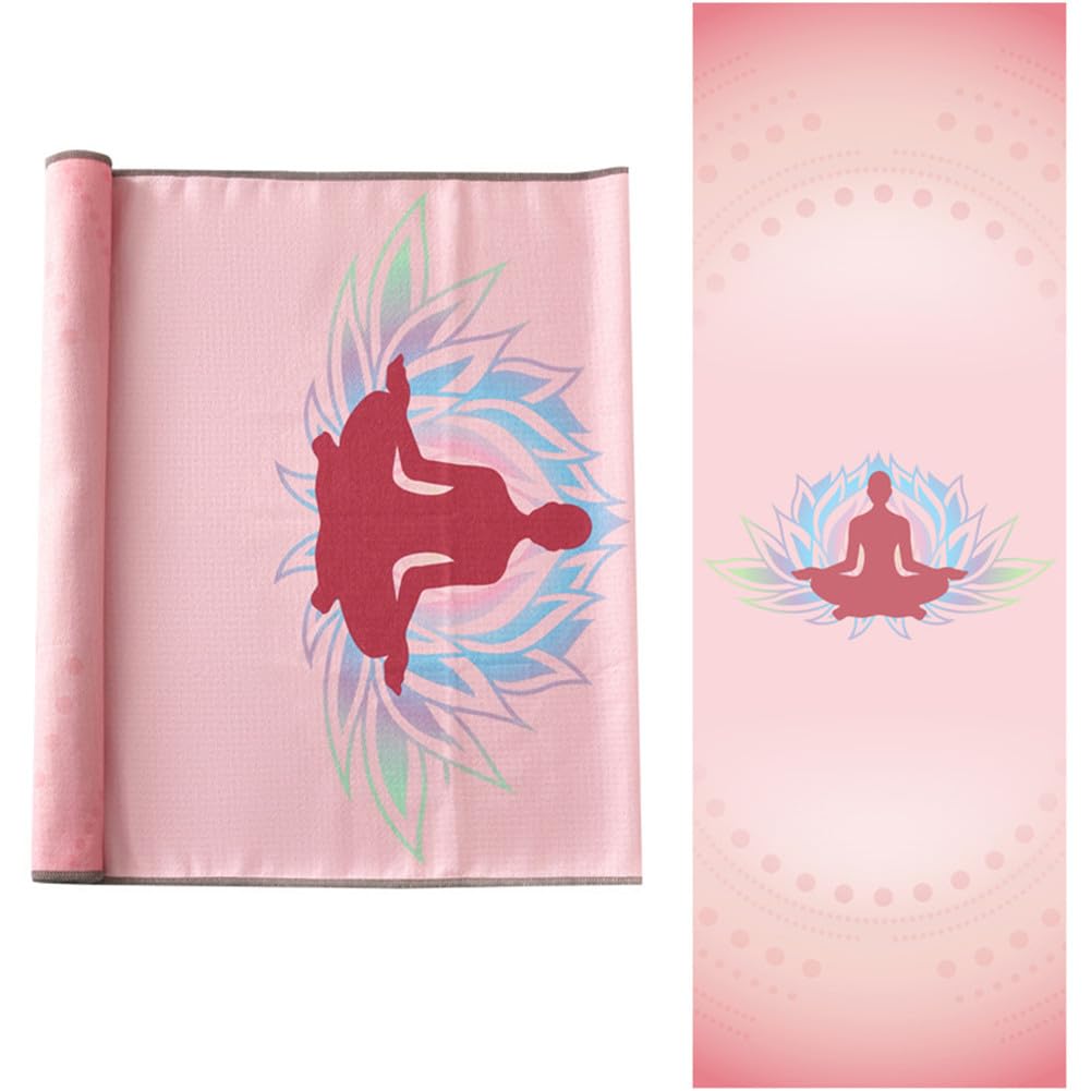 Morbuy Non Slip Yoga Mat Towels, Microfiber Super Soft Mesh Carrying Bag Sweat Absorbent Quick Dry Pilates Mat Towel Eco Friendly (183x63cm,pink yoga)