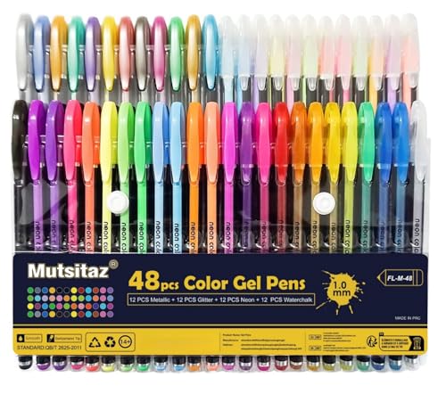 Mutsitaz 48 Colores Bolígrafos de Gel para adultos - Incluye