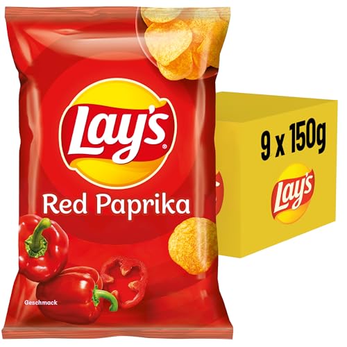 Lay's Red Paprika – Knusprig gewürzte Kartoffelchips für eine gelungene Party, 9 x 150 g (Verpackungsdesign kann abweichen) 2