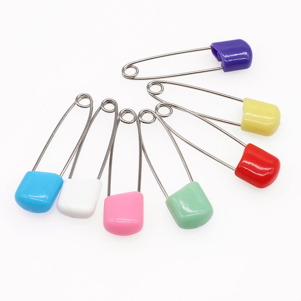 50 unidades de 54 mm multicolor para niños, imperdibles de seguridad de acero inoxidable, alfileres para pañales con cierre de bloqueo, agujas de seguridad para niños, para coser ropa