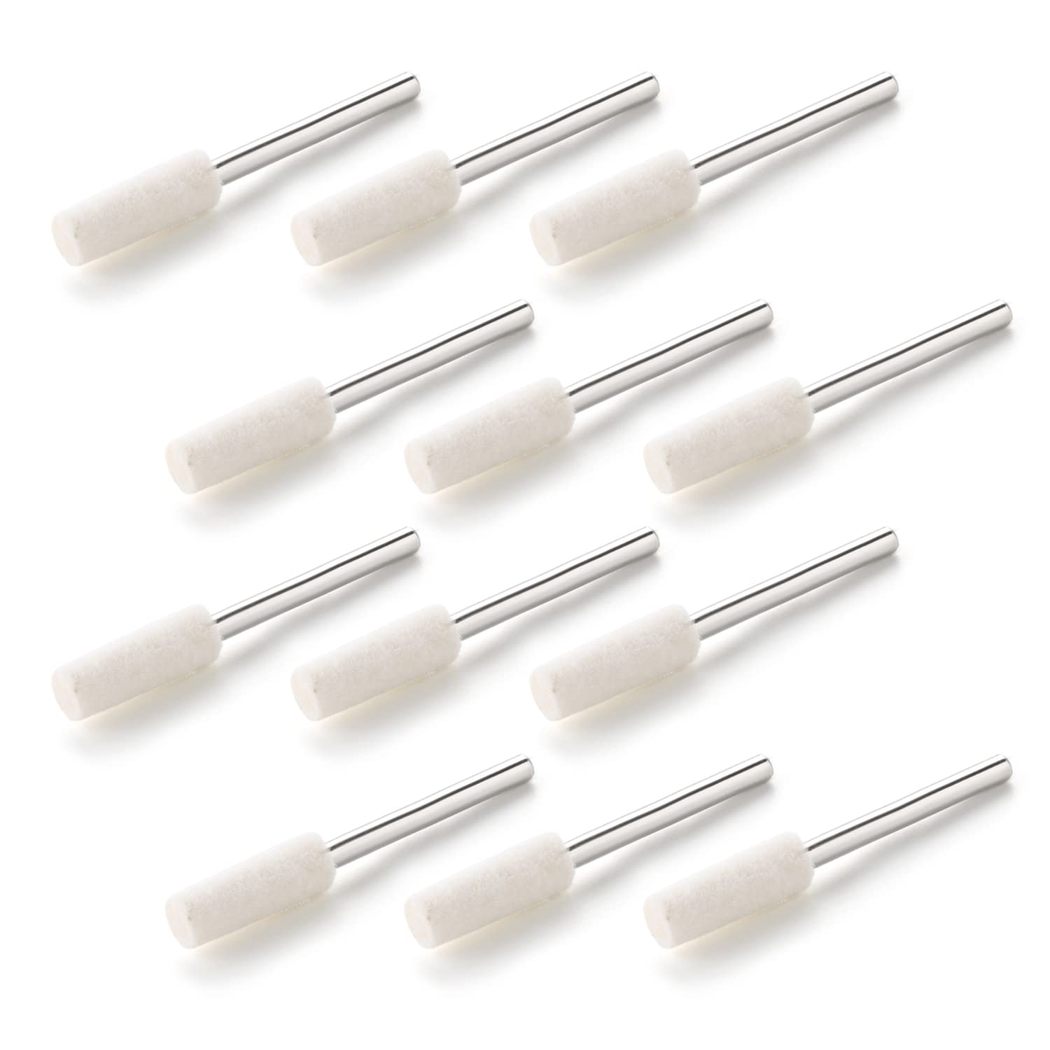 Utoolmart 5mm Wool Felt Mounted Points Cylinder Polishing Bits Burrs Buffing Wheels Grinding Head with 1/8" Shank 24 Pcs