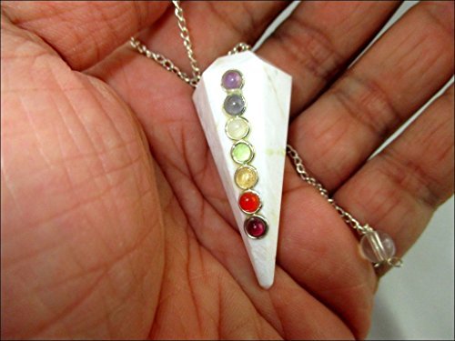 Jet International Scolecite Chakra Cone Shaped Pendulum Chain Carved Handcrafted Antique India Healing Reiki Dowsing A+