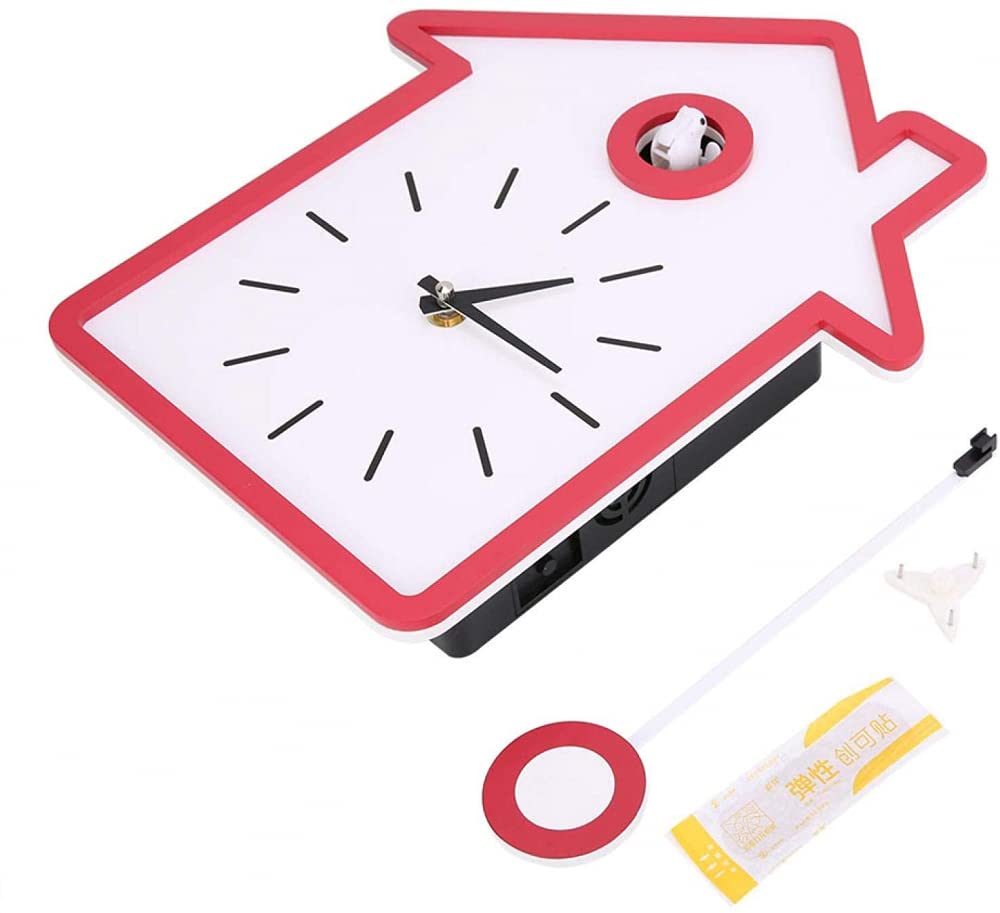 JHKGY Orologio A Cucù,Voci Di Uccelli Naturali O Richiamo Del Cuculo,Orologio Da Parete Moderno Con Pendolo, Basso Consumo Energetico E Utilizzo A Lungo Termine,Applicazione Multi Scenario,Rosso