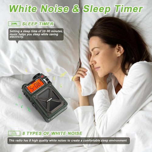 Greadio Shortwave Radios With Best Reception,4000Mah Am Fm Wb Portable Radio With Bluetooth 5.4,White Noise,Hand Crank/Solar/Sos/Flashlight,Digital Am Fm Radio,Support Usb/Tf For Emergency thumb #6