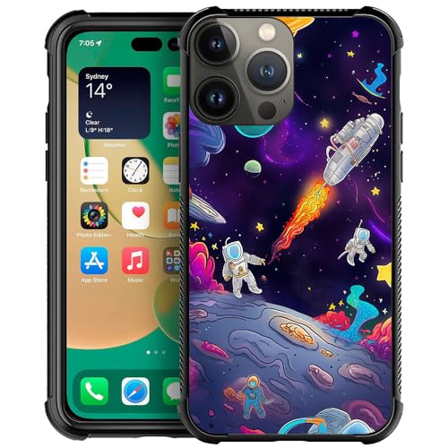Coque de protection antichoc iPhone 13 astronaute étoile psychédélique
