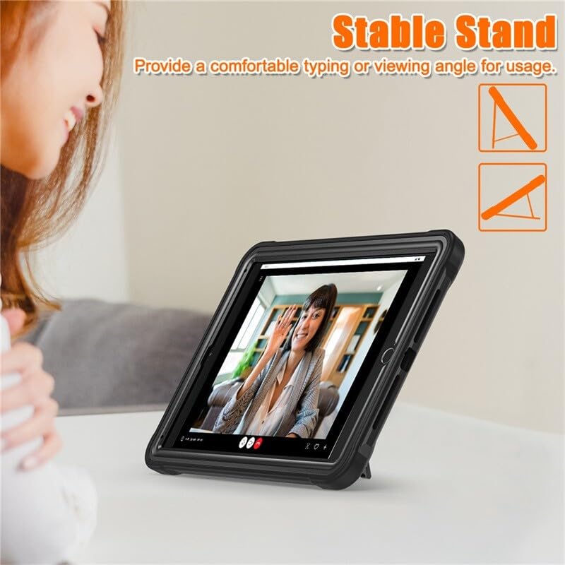 Housse iPad 6e génération antichoc avec sangle de maintien et support silicone rigide