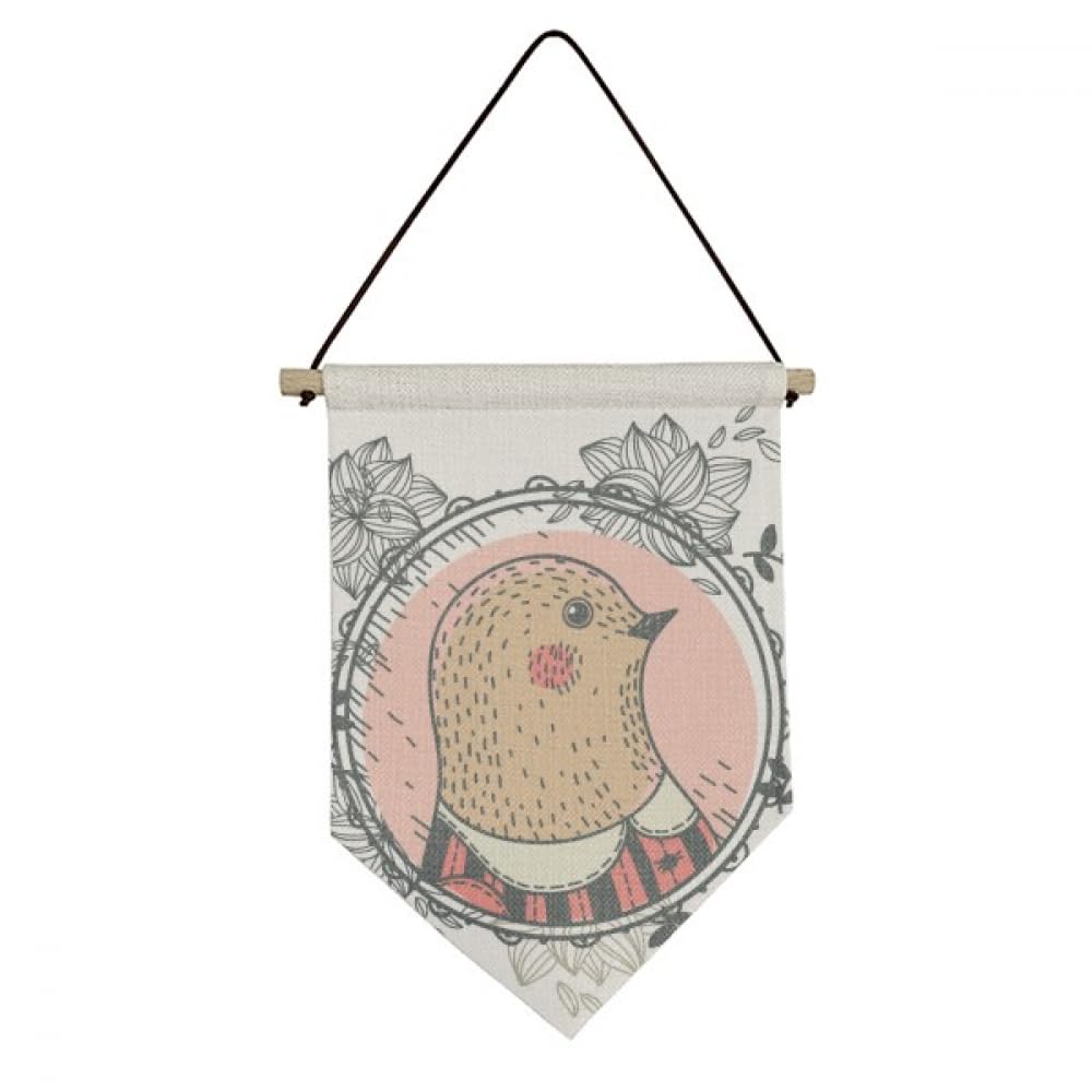 Pigeon Flower Cartoon Illustration Pattern Canvas Flag Hanging Wall Art Decor Banner