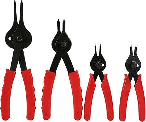 Miniatura 6 de Juego de 11 alicates de anillo de presión externos internos, alicates de mandíbula rectos y doblados resistentes para retención de anillos