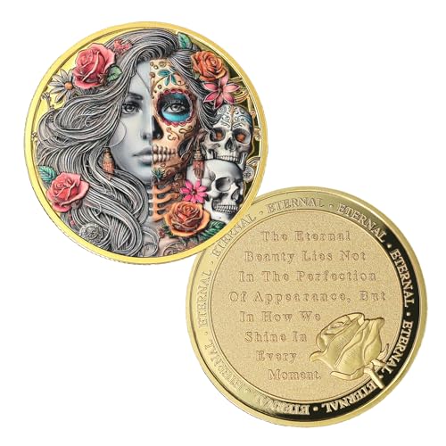 Authentic Beauty Sobriety Coin - Inspirational Sober Chip AA Medallion - Addiction Recovery Coin for Men Women - Alcoholics Anonymous Sobriety Gifts (Golden-1)