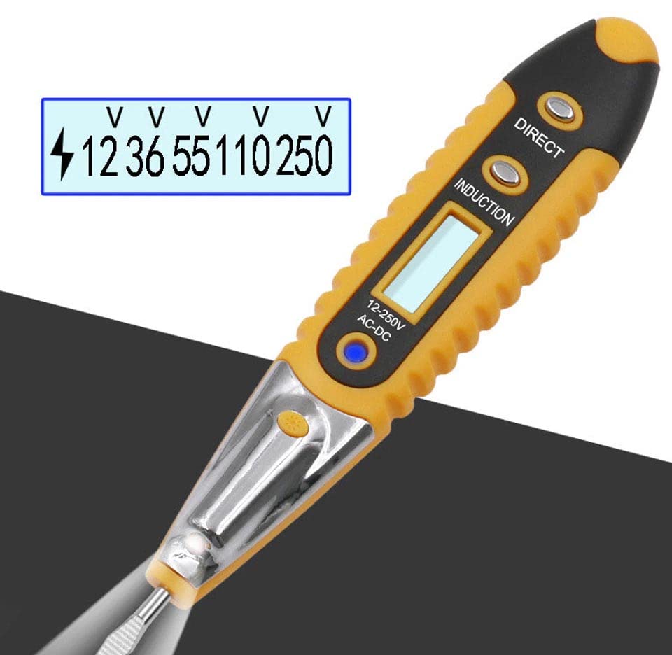 Image of 12-250V AC DC Voltage Detector Electric Indicator Tester Pen Tester Meter Volt Current Electric Test Pencil With LED Light