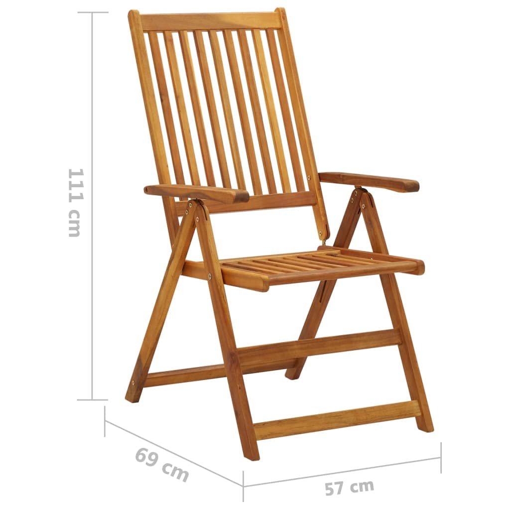 vidaXL 2X Madera Maciza Acacia Sillas de Jardín Reclinables Cojines Plegables Sillón Terraza Exterior Balcón Patio Asiento Butaca Muebles Mobiliario