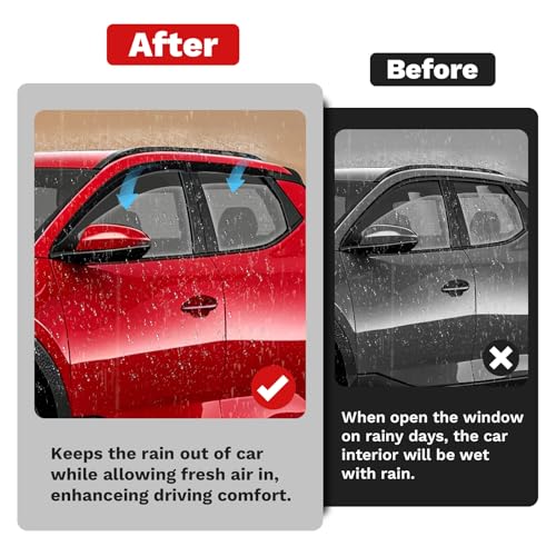 Image of Canvcle Santa Cruz Rain Guards - Window Visors for Hyundai Santa Cruz 2022-2025 2026, Outside-Mount Tape-On Side Window Wind Deflectors for Santa Cruz Accessories, Vent Visors Shades Rainproof 4PCS