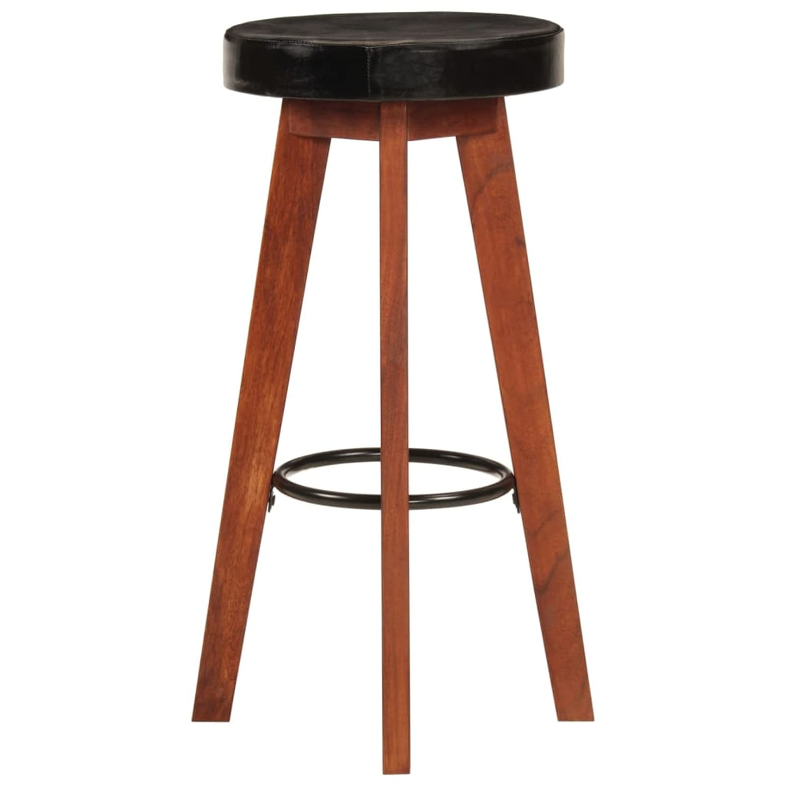 Homgoday Taburetes de bar de 2 piezas de piel auténtica y madera maciza de acacia, silla de oficina, silla de oficina, bar, silla de escritorio, para dormitorio o salón