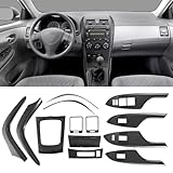 Fancemot Carbon Fiber Interior Center Console Trim Cover Compatible with Toyota Corolla 2007 2008 2009 2010 2011 2012 2013, Air Vent Door Handle Armrest Window Lift Cover