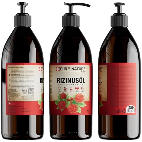 CHOSA Rizinusöl Kaltgepresst Unraffiniert 100% Rein 1000 ml + Spender - Rizinus Öl Haare, Haut, Bart… – Ansicht 5