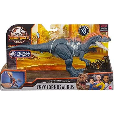 Jurassic World Toys Camp Cretaceous Sound Strike Cryolophosaurus Medium-size Dinosaur Figure, Strike Action, Sounds, Movable Joints, Ages 4 Years Old & Up