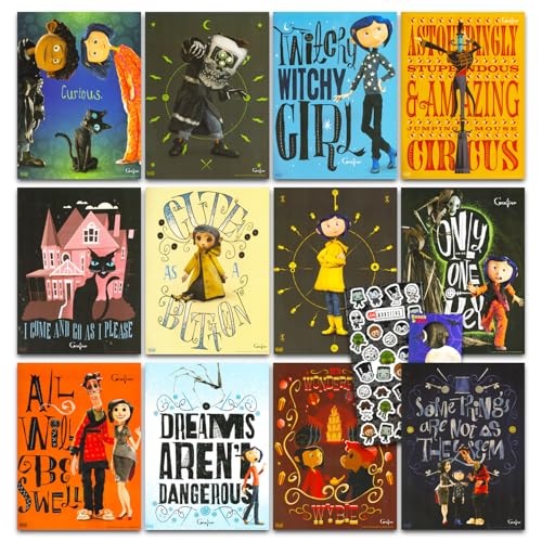 Affiches Coraline (Lot de 12) avec autocollants pour déco de chambre fille