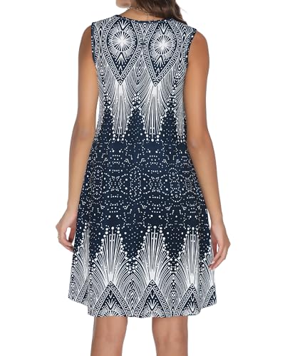 Image of Summer Dresses for Women 2026 Casual Sleeveless Sundress Floral Loose Fit Beach Cover Up with Pocket