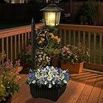 Outdoor Flower Pots 2 in 1, Floor Lamps Waterproof, Wall Mount Solar Lamp Post Lights, Outdoor Decorative Lamp for Garden, Patio, Front Porch, Back Door, Warm White. （Flower Pots Included） - Image 2