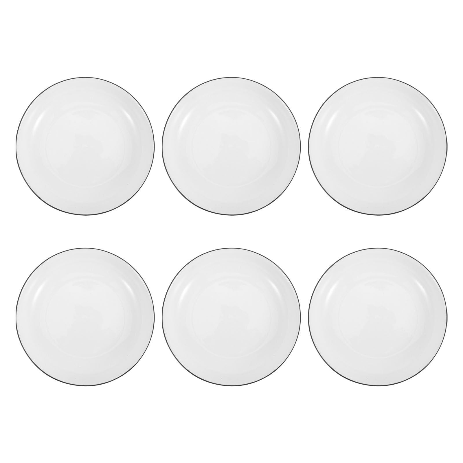 Set di 6 Piatti da Dessert in Ceramica Bianca, Elegante