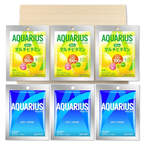 アクエリアス パウダー 2種各3袋セット (アクエリアスパウダー 48g + マルチビタミンパウダー 51g) PSJBOX コカコーラ 粉末 1L用 水分 エネルギー 補給 スポーツ ドリンク 部活 お試し