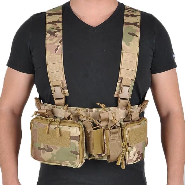 SZETOSY Chest Rigg veste, tactique d'assaut Chest Rig Molle tactique veste avec plusieurs poches Camouflage