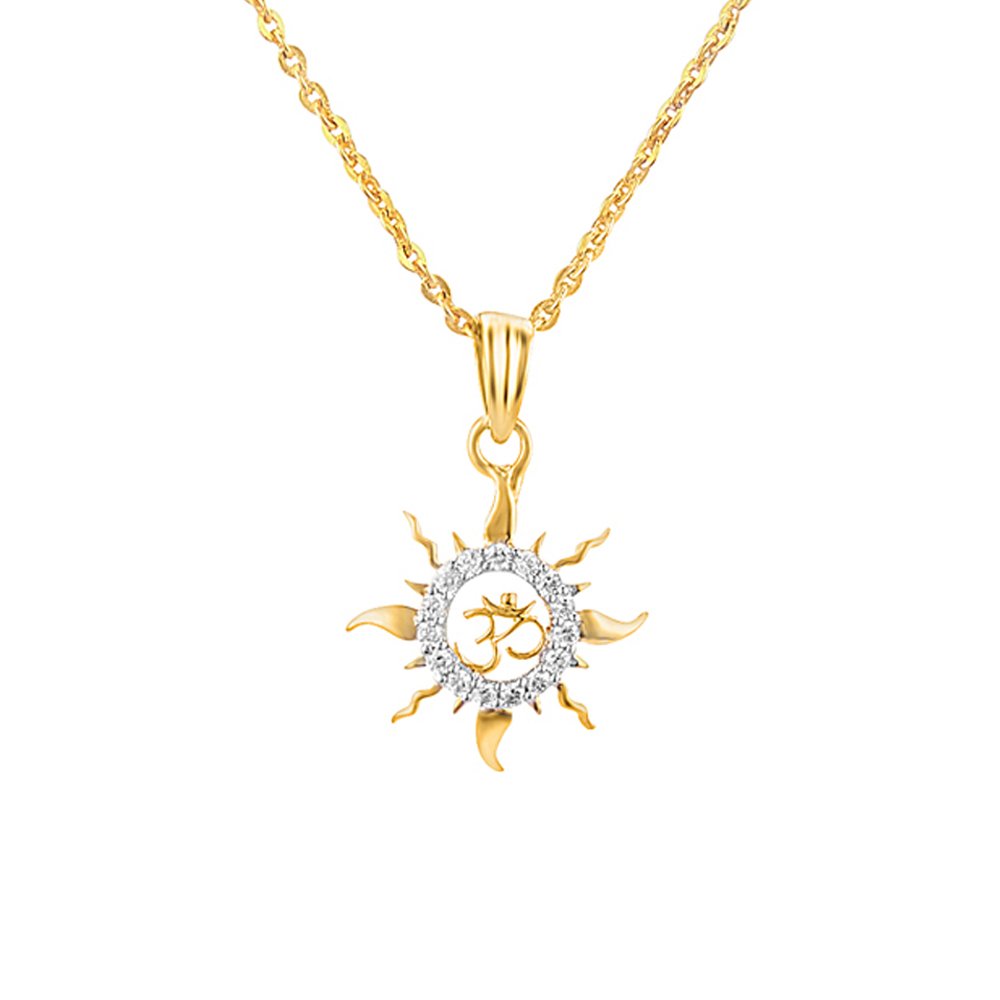 Gold-Plated Om Pendant with CZ
